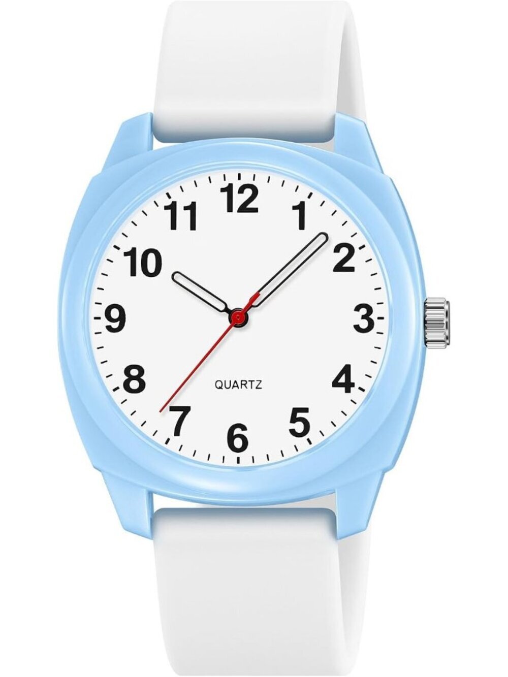Unisex White Blue Fashion Simple Analog Quartz Silicone Strap Waterproof Watch